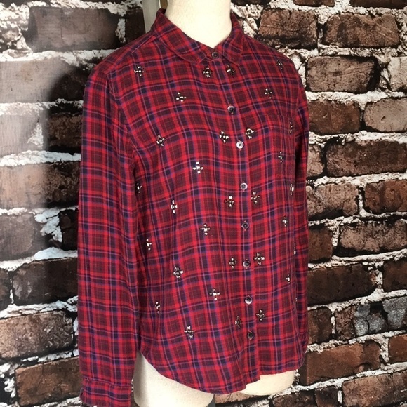 Halogen Shirt Plaid Flannel Shirt Studs Medium - Picture 6 of 8